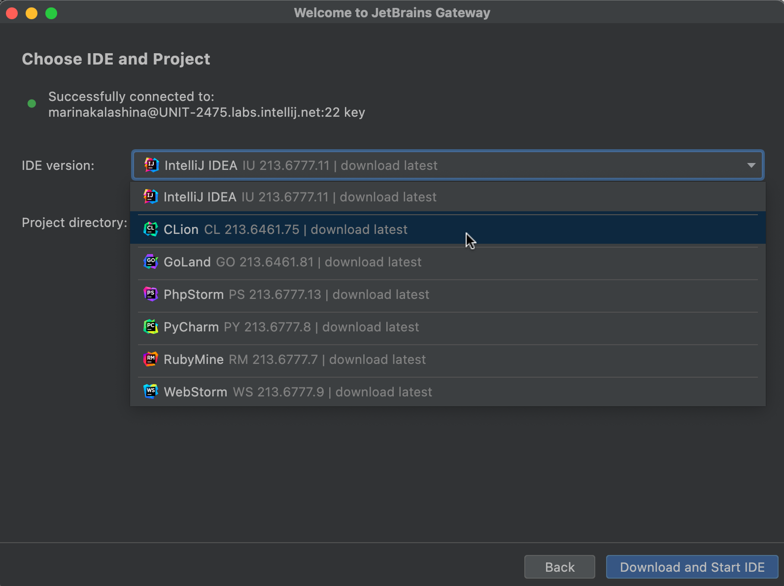 Remote IDE version Remote IDE version