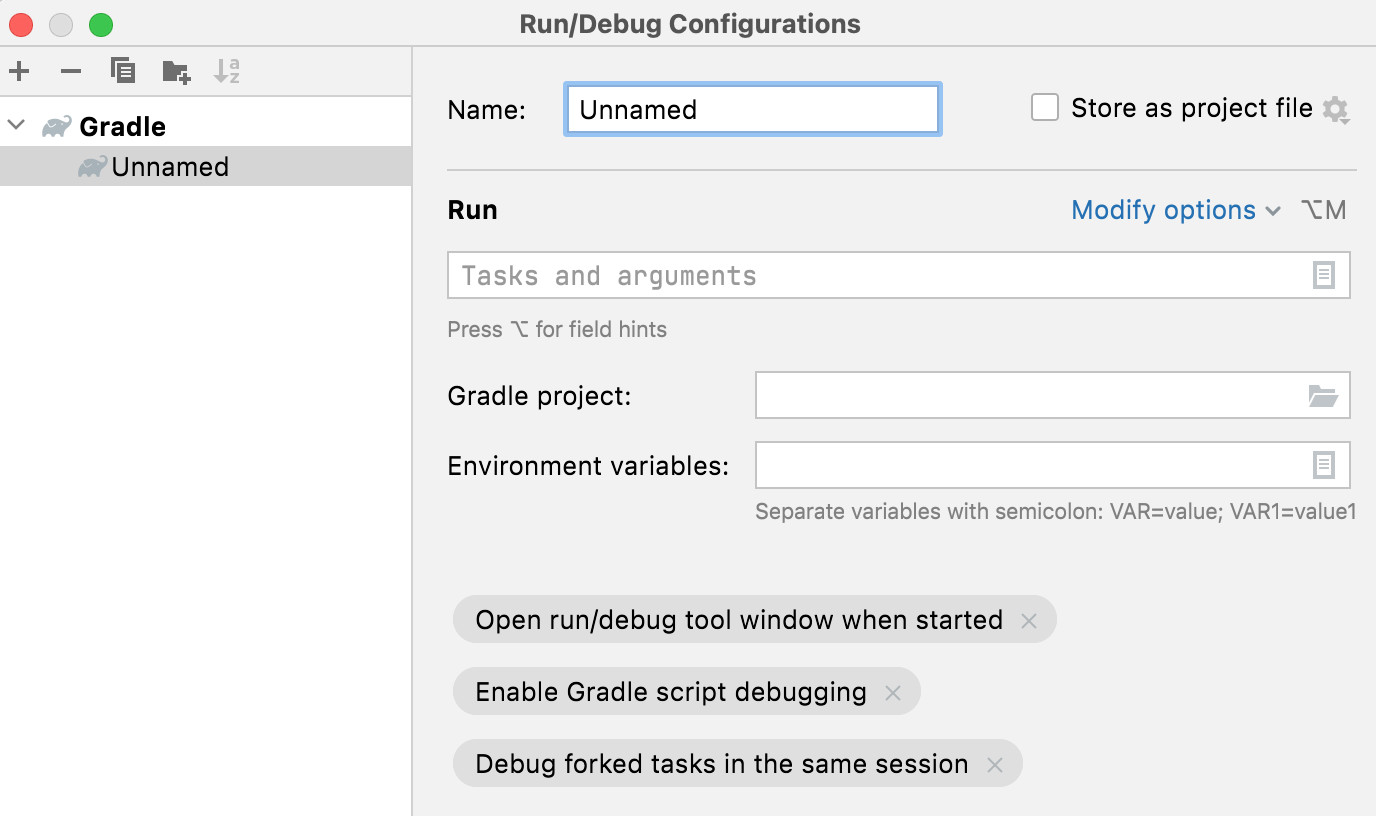 Gradle configuration settings Gradle configuration settings