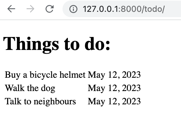Displaying the list of to-do's Displaying the list of to-do's